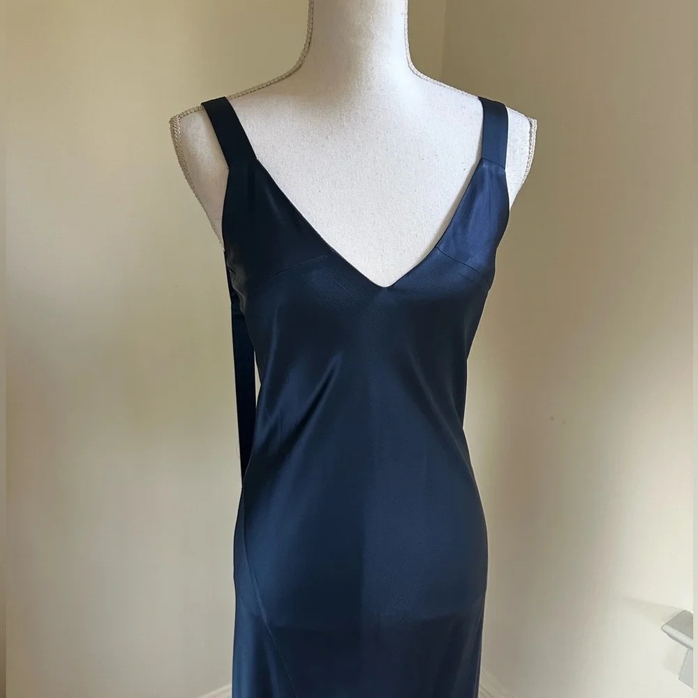 Manning Cartell Barneys New York Navy Slip Dress Gown Small - Picture 3 of 10